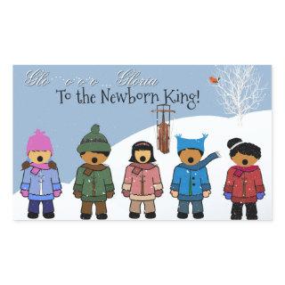 Children Singing 'Gloria To the Newborn King,' Rectangular Sticker