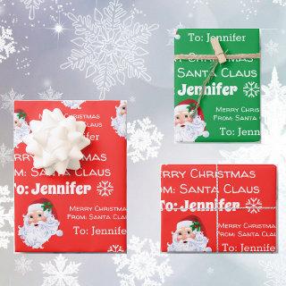 Child's Name Santa Christmas Red Green Gift  Sheets