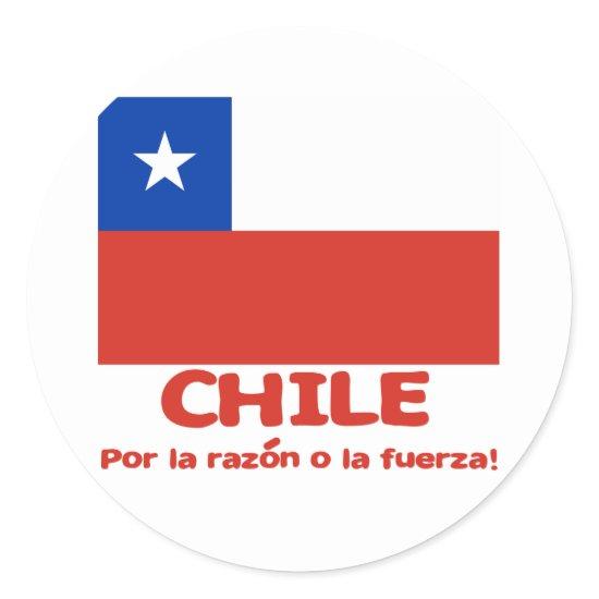 Chile Flag T-shirt with Chilean Motto Classic Round Sticker