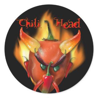 Chili Head Devil Classic Round Sticker