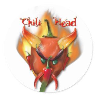 Chili Head Devil Classic Round Sticker