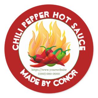 Chili Pepper Hot Sauce 3" 2 Classic Round Sticker