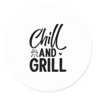 Chill And Grill BBQ Classic Round Sticker