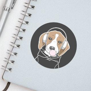 Chilling Dog with Bubblegum Cute Funny Beagle Classic Round Sticker