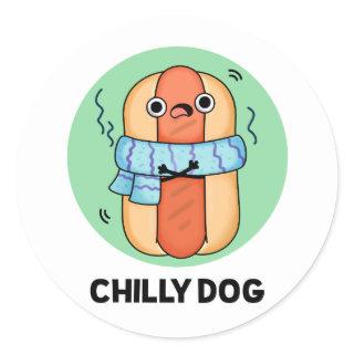 Chilly Dog Funny Chili Hot Dog Pun Classic Round Sticker