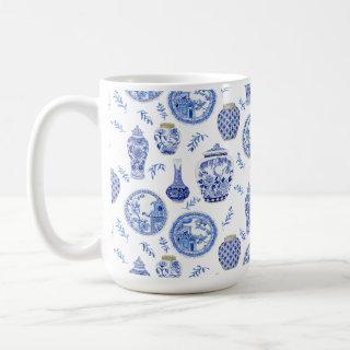 Chinese Ginger Jars Blue and White Floral Vintage Coffee Mug