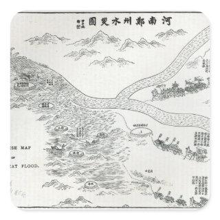 Chinese map of the Great Flood Square Sticker