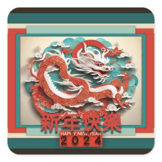 Chinese New Year Dragon 2024 SqS04 Square Sticker