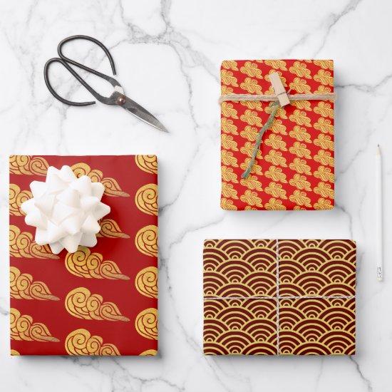 Chinese New Year Golden Auspicious Clouds Pattern   Sheets