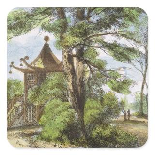 Chinese Temple, Kew Gardens, plate 13 from 'Kew Ga Square Sticker