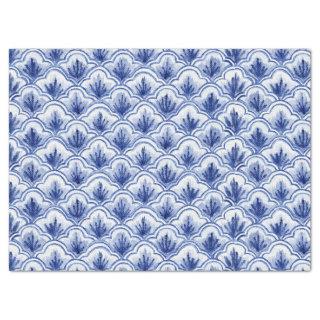 Chinese Vintage Shell Pattern Blue and White Tissue Paper
