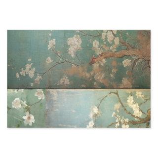 Chinoiserie Antiqued Green & Apple Blossoms 1  Sheets