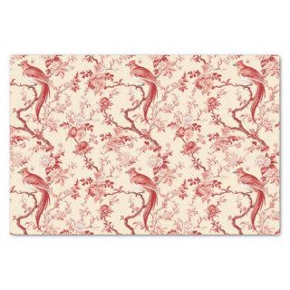 Chinoiserie Bird Asian Floral Red Pink Decoupage Tissue Paper