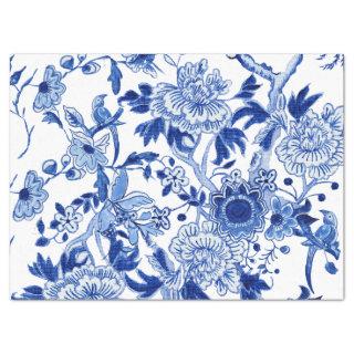 Chinoiserie Bird Floral Blue and White Decoupage Tissue Paper