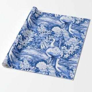 Chinoiserie Birds Blue White Painting