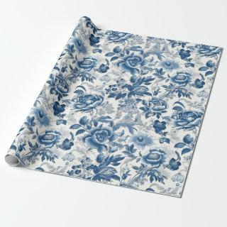 Chinoiserie Blue White Peonies Floral Decoupage