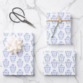 Chinoiserie Chic Blue & White Ginger Jar Monogram  Sheets