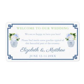 Chinoiserie Chic Welcome To Our Wedding Rectangle Label