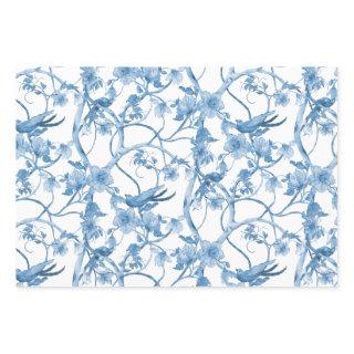 Chinoiserie Floral Bird Dusty Blue White Decoupage  Sheets