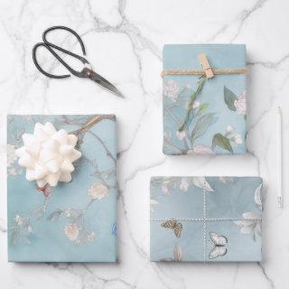 Chinoiserie Light Teal and Blues Set  Sheets
