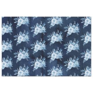 Chinoiserie Navy Blue Floral Bouquet Vintage Decor Tissue Paper