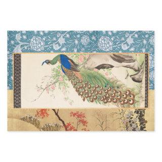 Chinoiserie Peacock with Dusty Rose and Faded Blue  Sheets