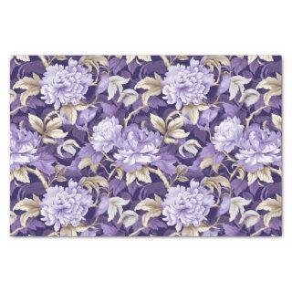 Chinoiserie Purple Gold Floral Painting Decoupage Tissue Paper