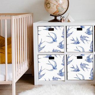 Chinoiserie Swallow Bird Blue White Decoupage Tissue Paper