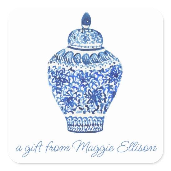 Chinoiserie Watercolor Ginger Jar Gift Stickers