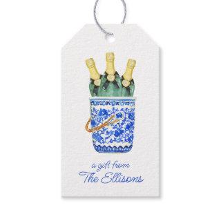 Chinoiserie Watercolor Wine Ice Bucket Gift Tags
