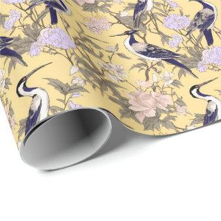 Chinoiserie Yellow Floral Egret