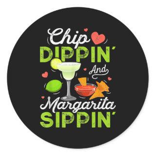 Chip Dippin' And Margarita Sippin' Funny Cinco De Classic Round Sticker