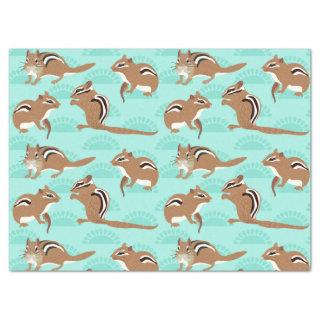 Chipmunks on Mint Green Background Patterned Tissue Paper