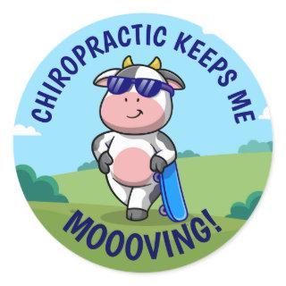 Chiropractic Keeps Me Moooving Kids Classic Round Sticker