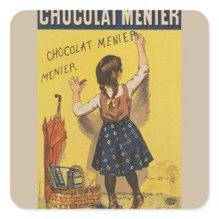 Chocolat Menier Little Girl Wall Writing  Square Sticker