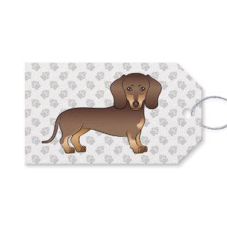 Chocolate And Tan Short Hair Dachshund & Paws Gift Tags