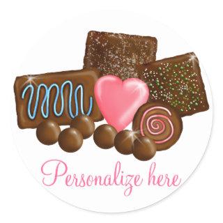 Chocolate  Candy Confections Classic Round Sticker