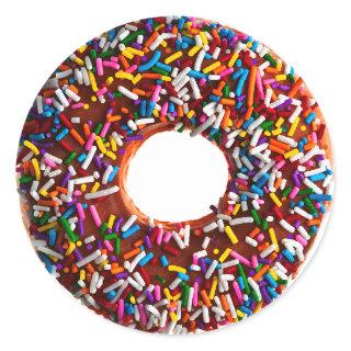 Chocolate Donut with Jimmies Classic Round Sticker