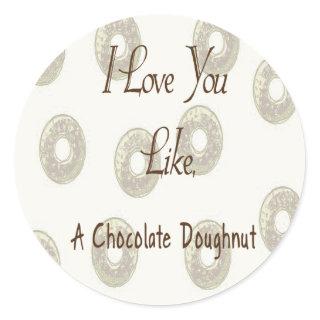 Chocolate Doughnut Classic Round Sticker