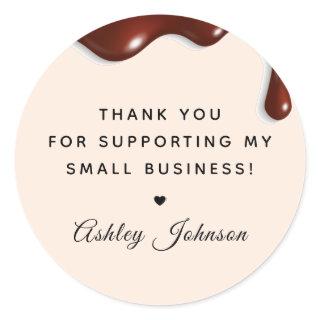 Chocolate Drip Chocolatier Bakery Thank You Classic Round Sticker