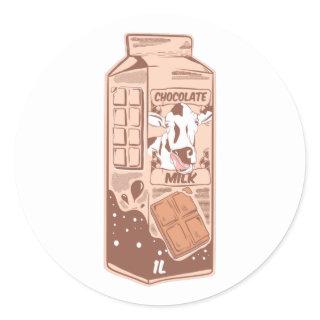 Chocolate flavoured milk carton classic round sticker