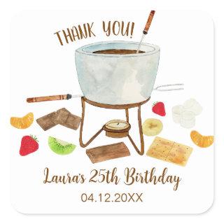Chocolate Fondue Party Square Sticker