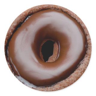 Chocolate Frosted Donut Classic Round Sticker