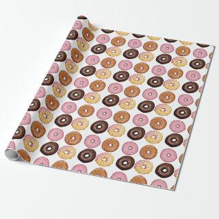Chocolate, Glazed and Strawberry Donuts gift wrap