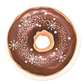 Chocolate Glazed Donuts with Snowflakes Christmas Classic Round Sticker