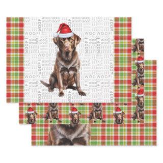 Chocolate Lab Dog Red and Green Plaid Christmas  Sheets