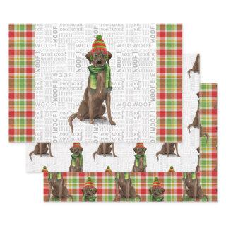 Chocolate Labrador Christmas Dog Plaid  Sheets
