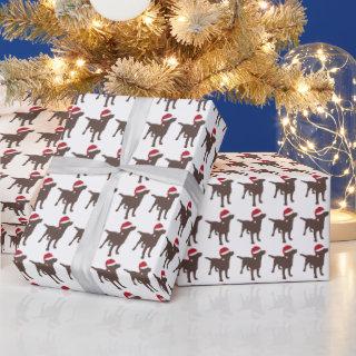 Chocolate Labrador In Santa Hat Christmas