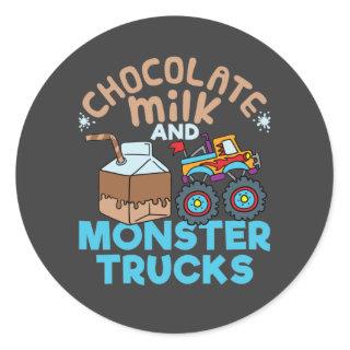 Chocolate Milk and Monster Trucks T-Shirt Classic Round Sticker