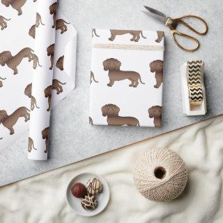 Chocolate Short Hair Dachshund Cartoon Dog Pattern